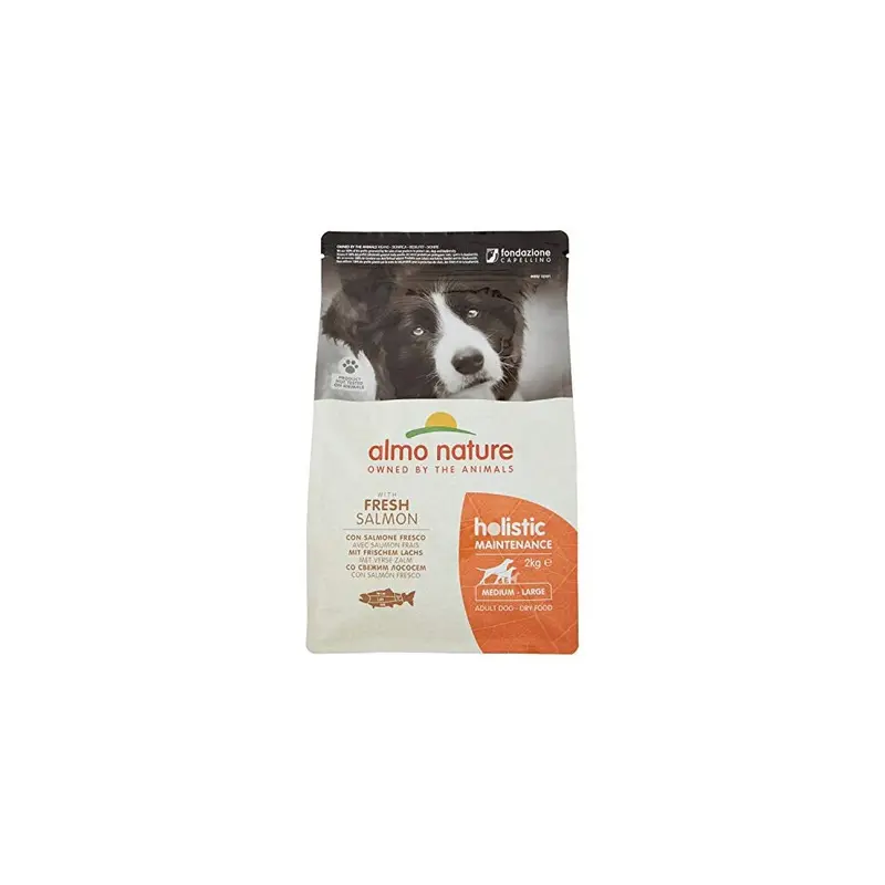 Almo Nature Salmon Dog Food Holistic With And Rice, 2 Kg, Transparent Medium