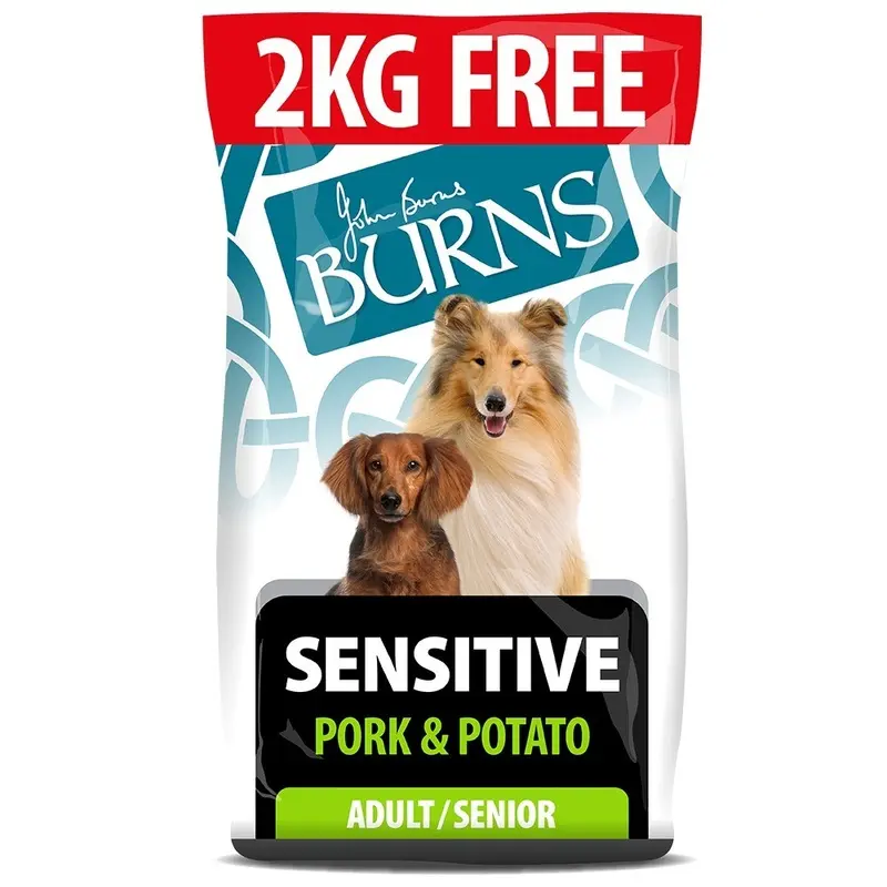 Burns Sensitive Pork And Potato Adult And Senior Dog Food - (2Kg Free) 14Kg