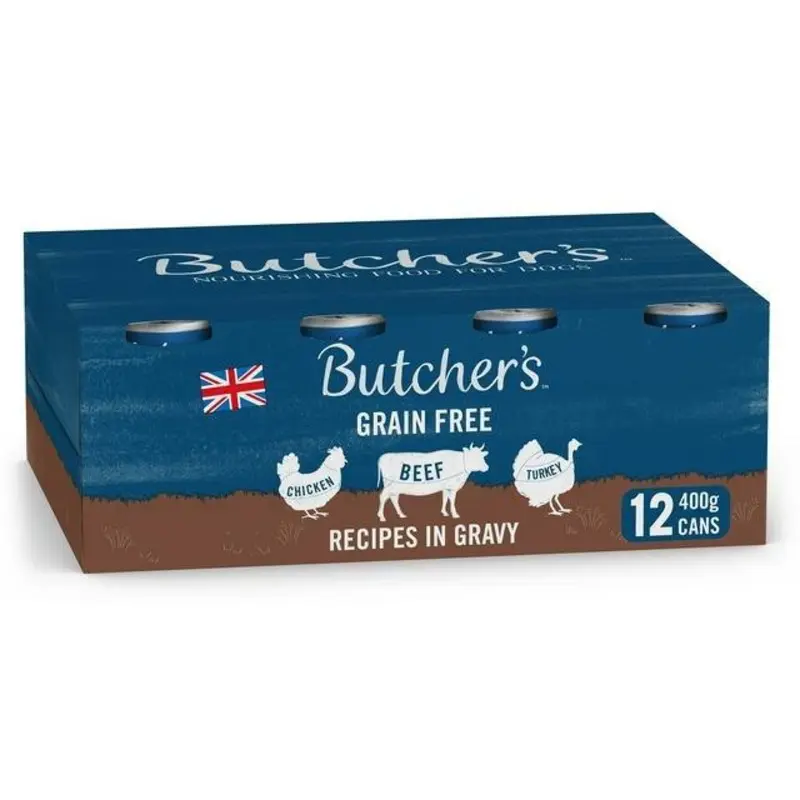 Butchers Butchers Free Recipes In Gravy Canned Dog Food - X 400G Grain Size 12