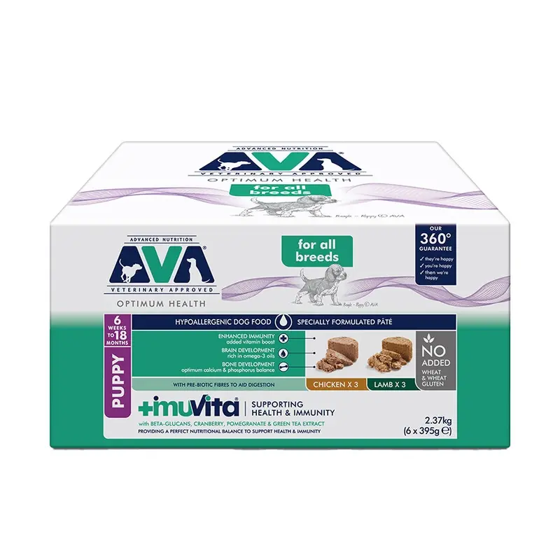 Ava Veterinary Approved Wet Puppy Food Chicken & Lamb Pt 6X395G