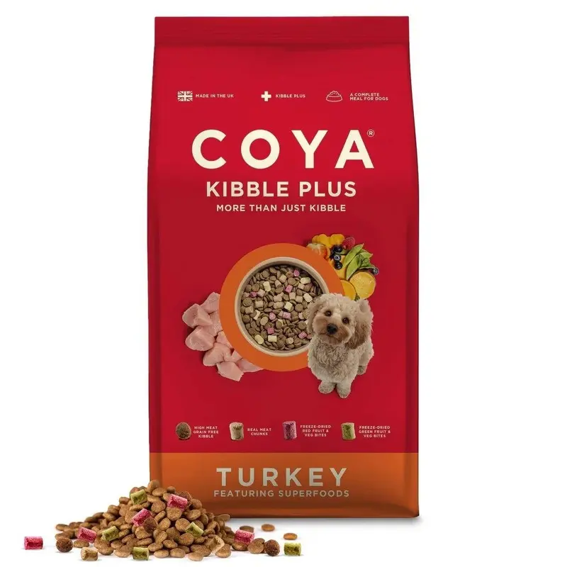 Coya Kibble Plus Turkey Adult Dog Food - Green/Red/Salmon 1.5Kg
