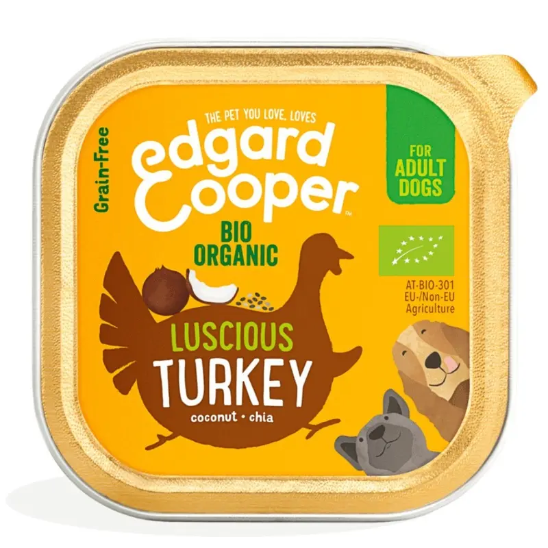 Edgard And Cooper Organic Luscious Turkey Adult Dog Wet Food Trays - Grain 100G