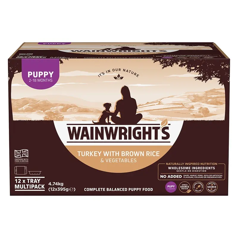 Wainwrights Wet Puppy Food Turkey With Brown Rice Tray 12 X 395 G