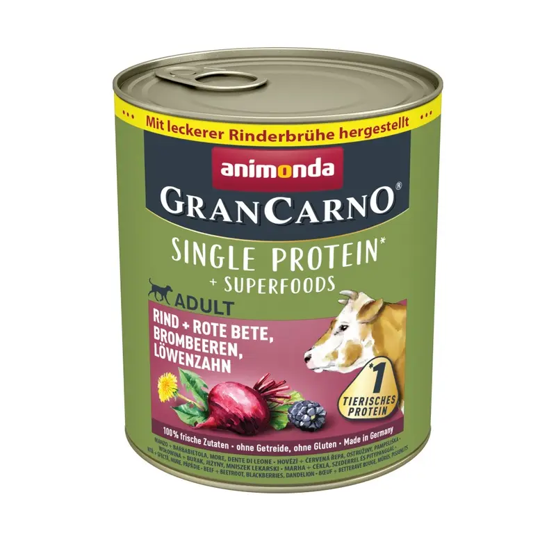 Animonda Grancarno Superfoods Adult 6 X 800G - Beef, Beetroot, Blackberries & Dandelion