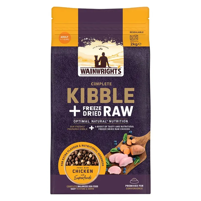 Wainwrights Complete Kibble + Freeze Dried Raw Dry Adult Dog Food Chicken 2Kg