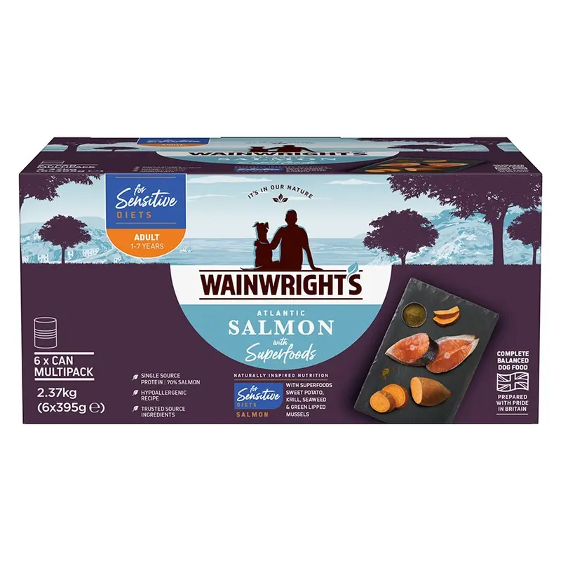 Wainwrights Sensitive Wet Adult Dog Food Atlantic Salmon With Superfoods 6X395G