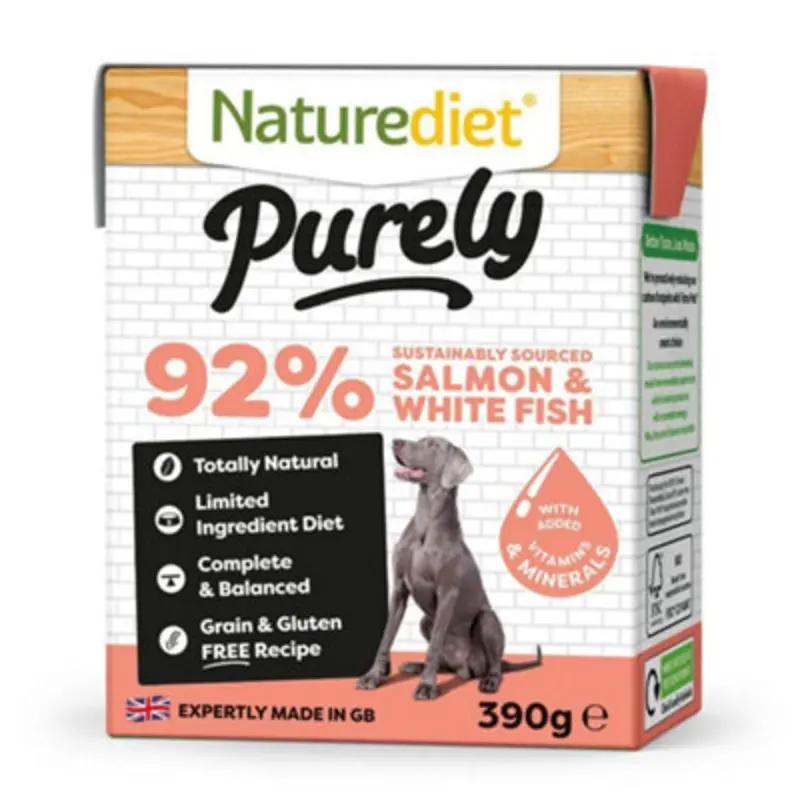Naturediet Salmon/White Naturediet Purely & Fish (Pack Of 18) 390G