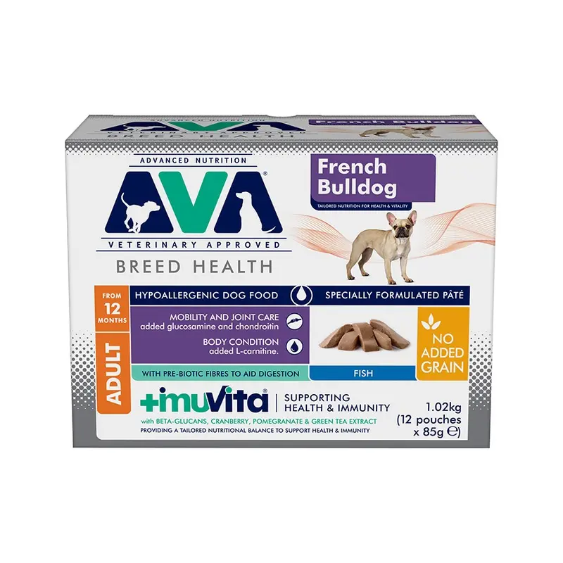 Ava Health & Vitality French Bulldog Adult Wet Dog Food Pt Fish 12X85G