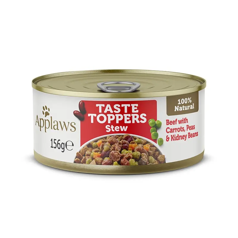 Applaws Taste Toppers Wet Dog Food Beef With Vegetables In Stew 156G Tin