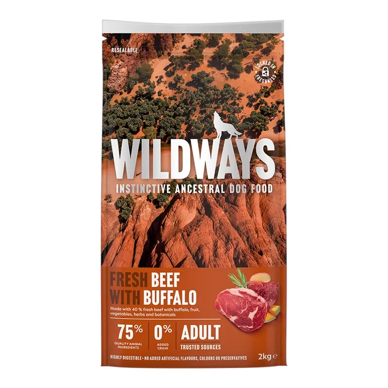 Wildways Fresh Beef With Buffalo & Vegetables Dry Adult Dog Food 2Kg
