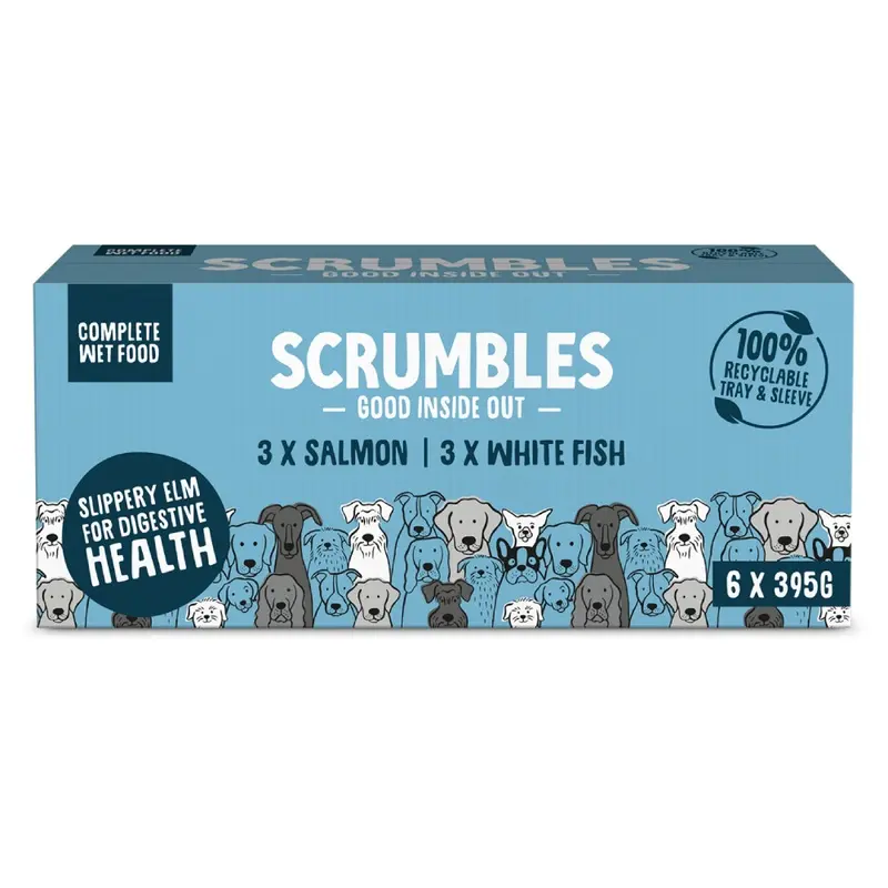Scrumbles Grain Free Variety Packs Wet Dog Food - Salmon, White Fish (6 X 395G)
