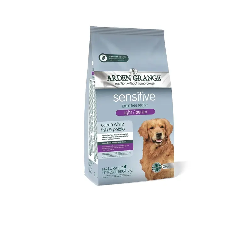 Arden Grange Sensitive Light/Senior Dry Dog Food, Clear, 2 kg (Pack of 1)