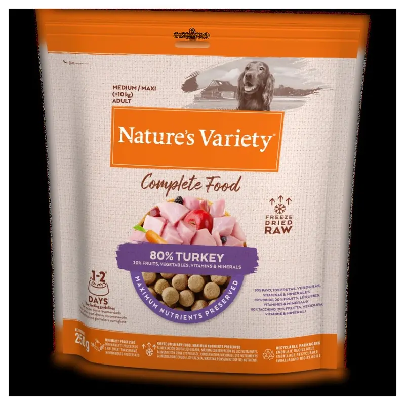 Natures Variety Complete Freeze Dried Food For Adult Dogs Turkey 250G
