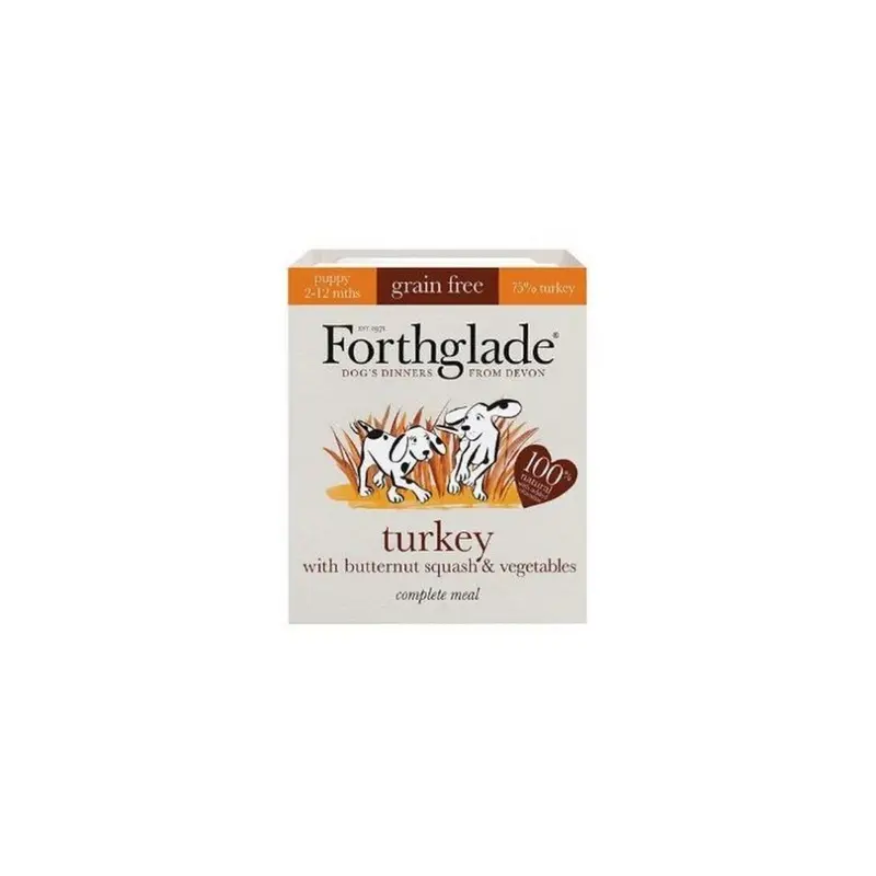 New Forthglade Complete Free Turkey Wet Puppy Food (18 Packs) Grain Size 18