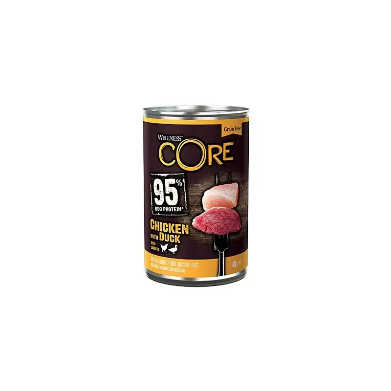 Wellness Core Grain 95% Chicken & Duck Wet Dog Food - X 400G - Free Size 6
