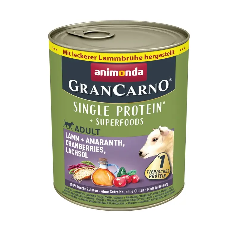 Animonda Grancarno Superfoods Adult 6 X 800G - Lamb, Amaranth, Cranberries & Salmon Oil