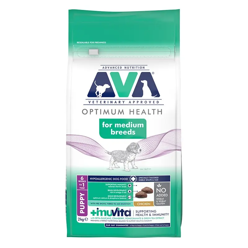 Ava Veterinary Approved Optimum Health Medium Breed Dry Puppy Food Chicken 2Kg