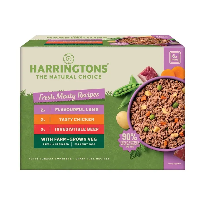 Harringtons Fresh Meaty Recipes With Veg Adult Free Dog Food - X 400G Grain Size 6
