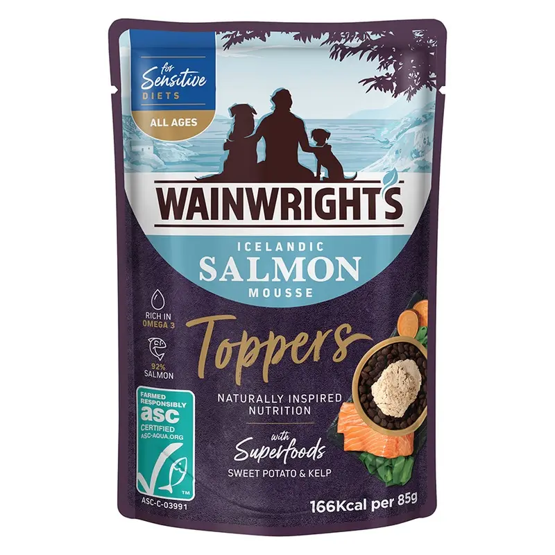 Wainwrights Sensitive Icelandic Salmon Mousse Wet Adult Dog Food Toppers 85G Bag