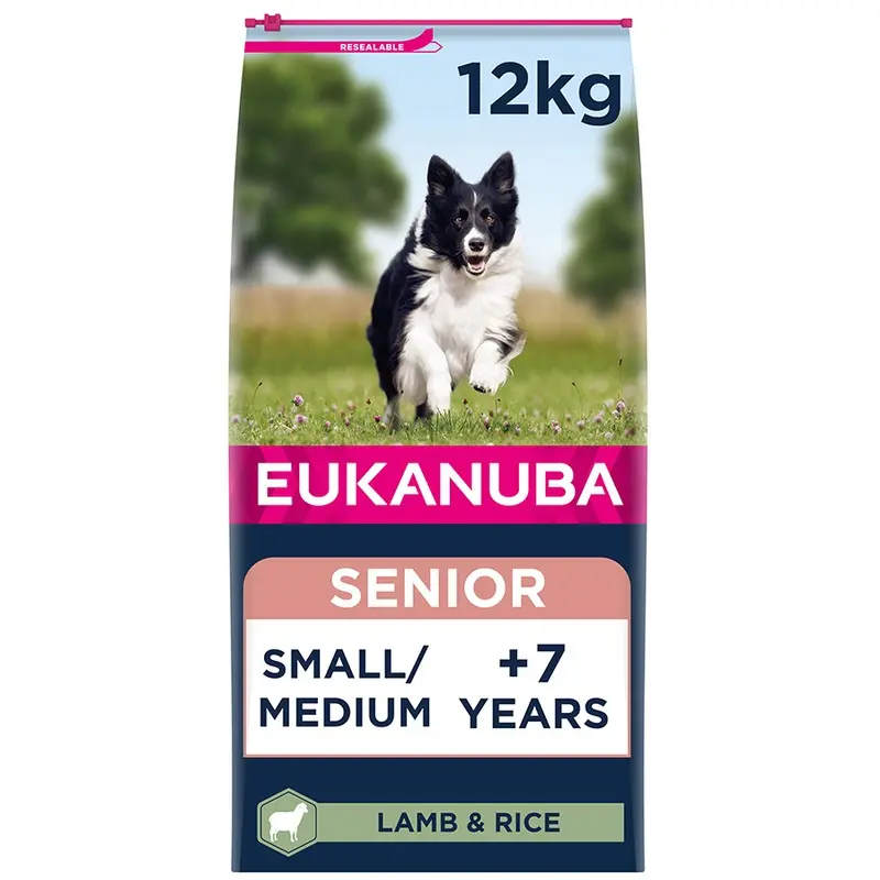 Eukanuba Small Medium Dry Senior Dog Food Lamb And Rice 12Kg