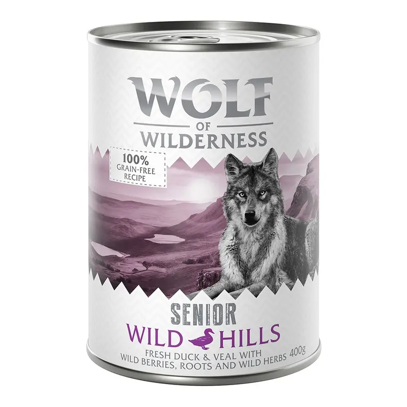 Wolf Of Wilderness Senior Duo-Protein Recipe 6 X 400G - Wild Hills - Duck & Veal