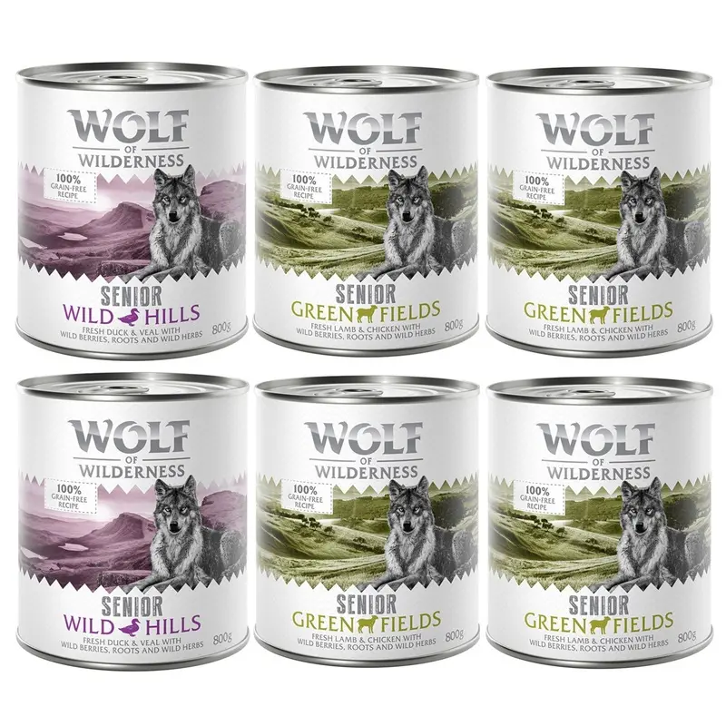 Wolf Of Wilderness Senior Duo-Protein Recipe 6 X 800G - Mixed Pack: 2 Varieties