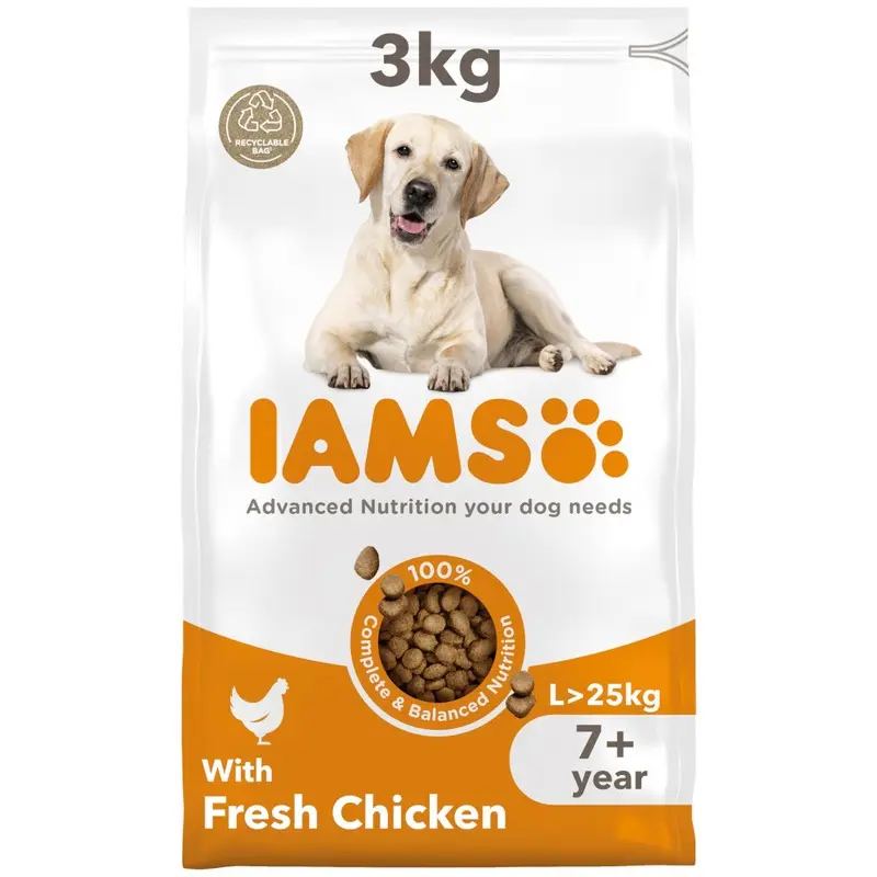 New Iams Complete Dry Dog Food For Senior 7+ Breeds With Chicken 3 Kg T81601990 Large