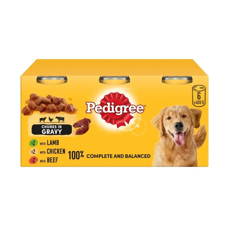 Pedigree Adult Dog Wet Food with Mixed Selection in Gravy 400 g (Pack of 6)