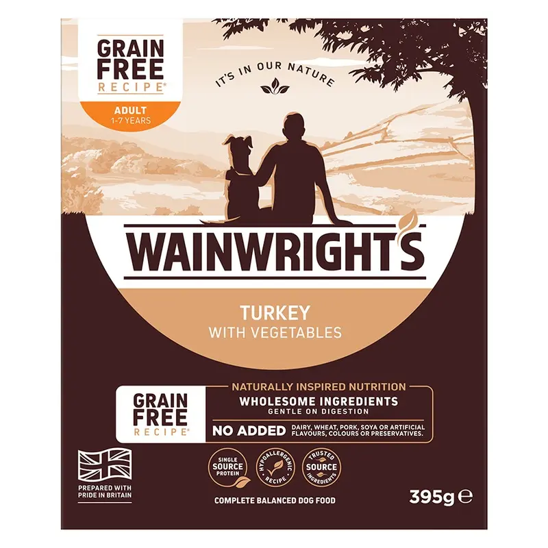 Wainwrights Grain Free Wet Adult Dog Food Turkey 395G Tray
