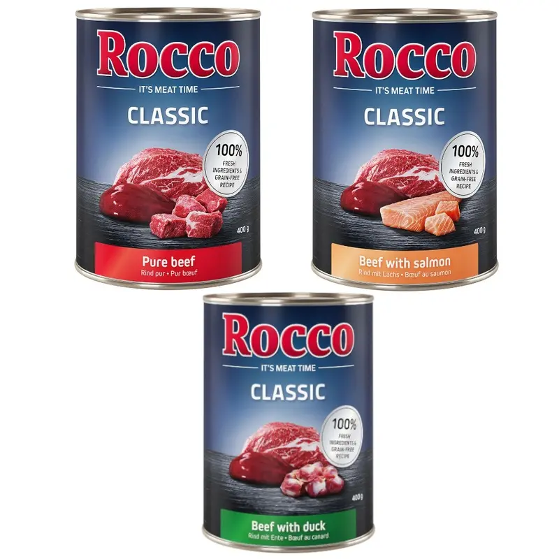 Rocco Classic 6 X 400G - Exclusive Mix: Pure Beef, Beef/Salmon, Beef/Duck