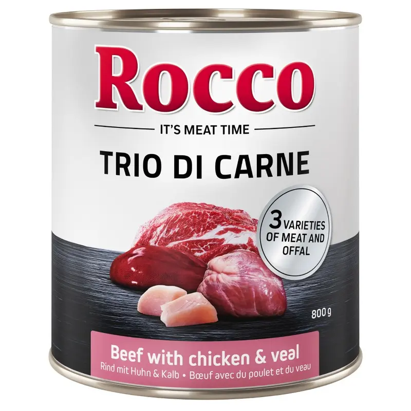 Rocco Classic Trio Di Carne 6 X 800G - Beef With Chicken & Veal