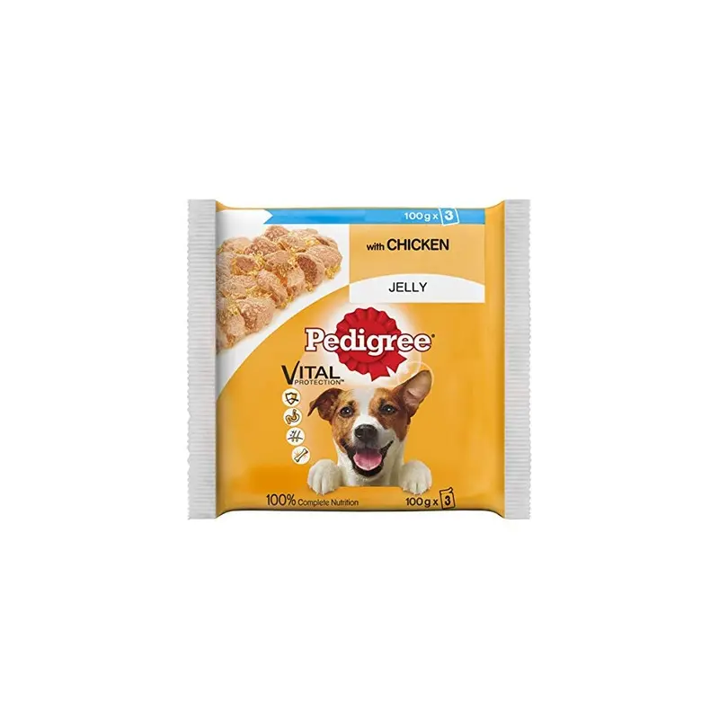 New Pedigree Adult Chunks Rich Chicken In Jelly X (3 X 100 G) Size 14