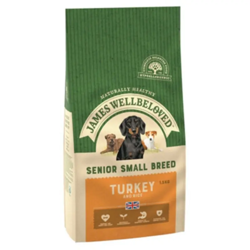 James Wellbeloved Adult Dog Food Senior Small Breed Turkey & Rice Kibble 1.5Kg