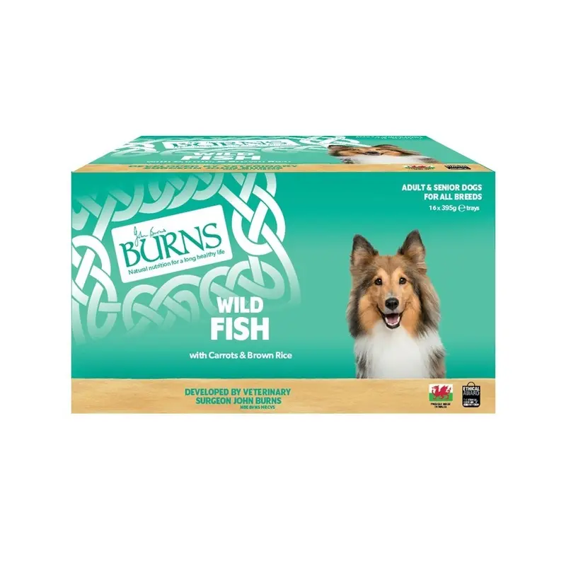 Burns Wild Fish With Organic Rice Adult And Senior Dog Food - X 395G Brown Size 16