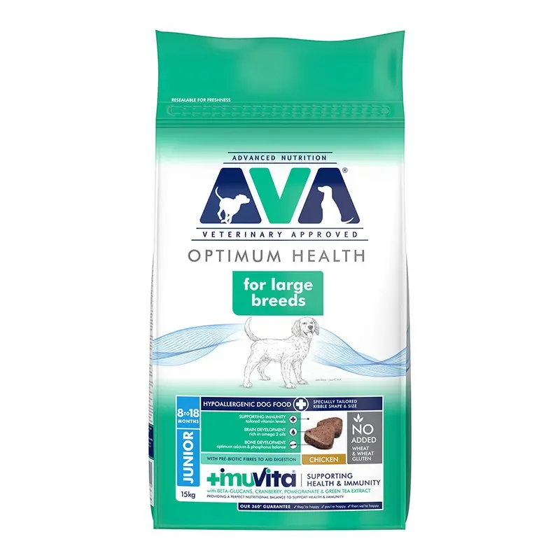 Ava Veterinary Approved Optimum Health Large Breed Junior Dog Food Chicken 15Kg