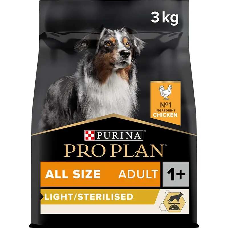Pro Plan All Sizes Light/Neutered Adult Dry Dog Food Chicken 3Kg