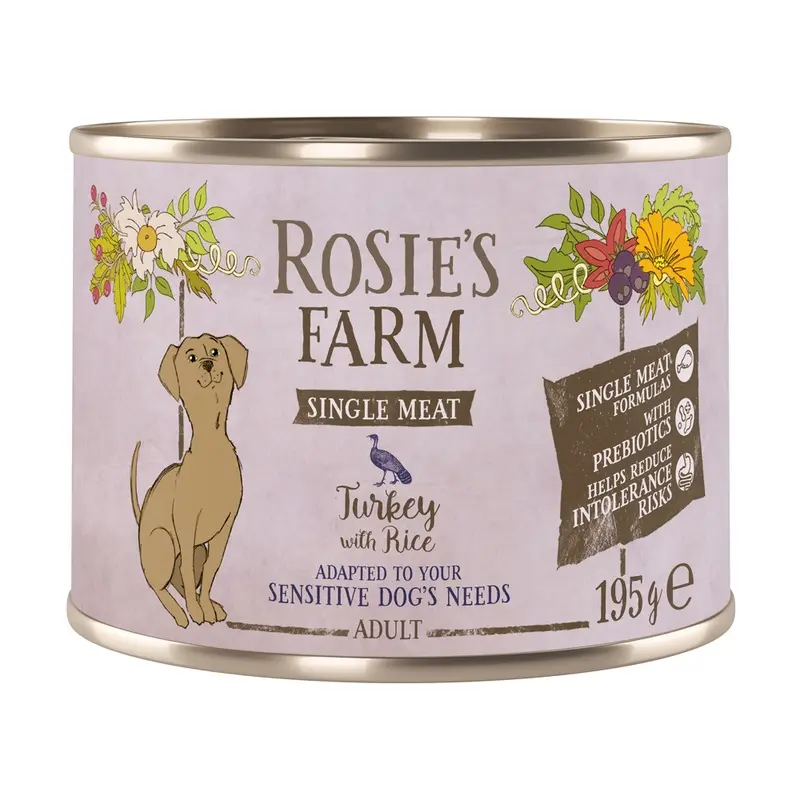 Rosies Farm Adult Single Meat Turkey & Rice - 6 X 195G