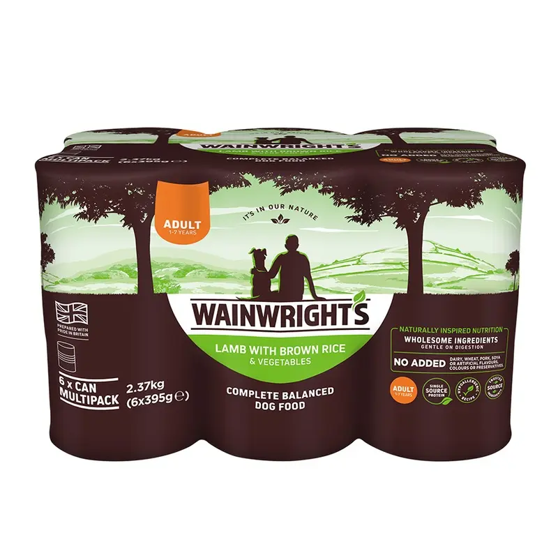 Wainwrights Wet Adult Dog Food Lamb With Brown Rice 6X395G Cans