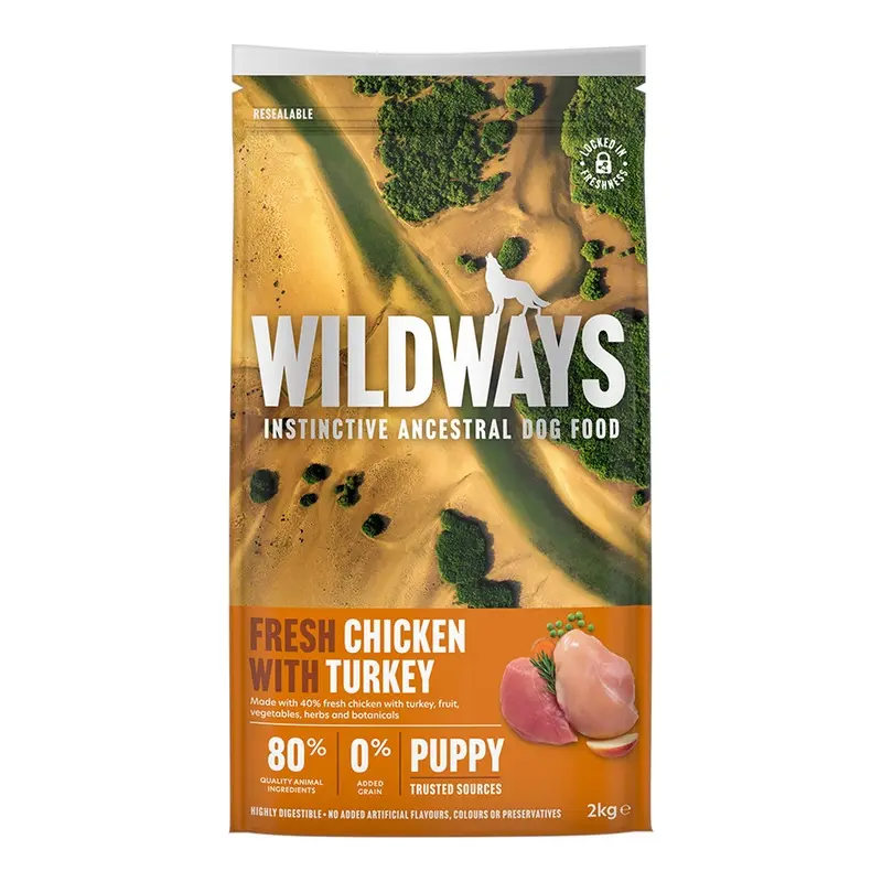 Wildways Dry Puppy Food Fresh Chicken With Turkey & Vegetables 2Kg