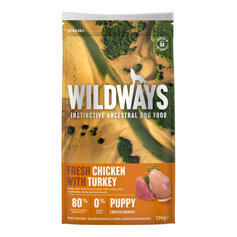 Wildways Fresh Chicken With Turkey & Vegetables Dry Puppy Food 12Kg