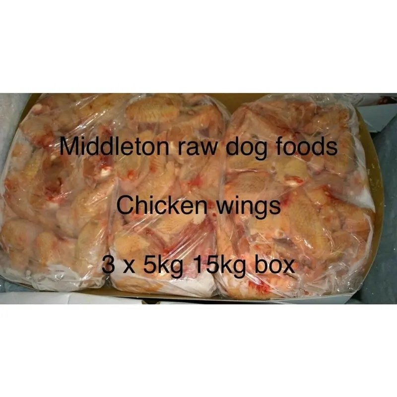 New Middleton Raw Dog Food Dog Food, Frozen Chicken Wings, 3X5kg Bags.15kg Box.