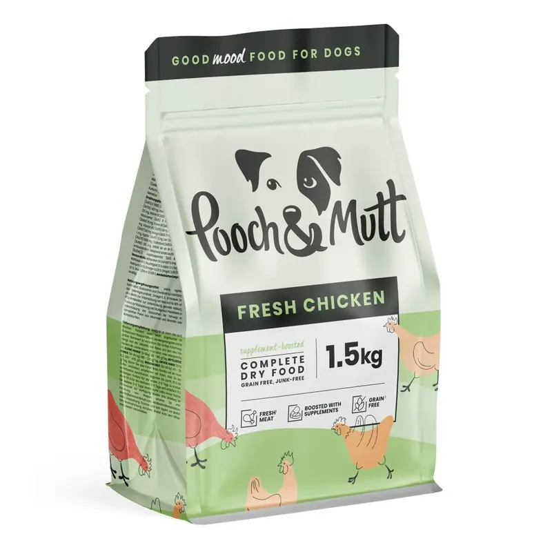 New Pooch & Mutt - Fresh Chicken, Complete Dry Dog Food ( Free), Grain 1.5Kg