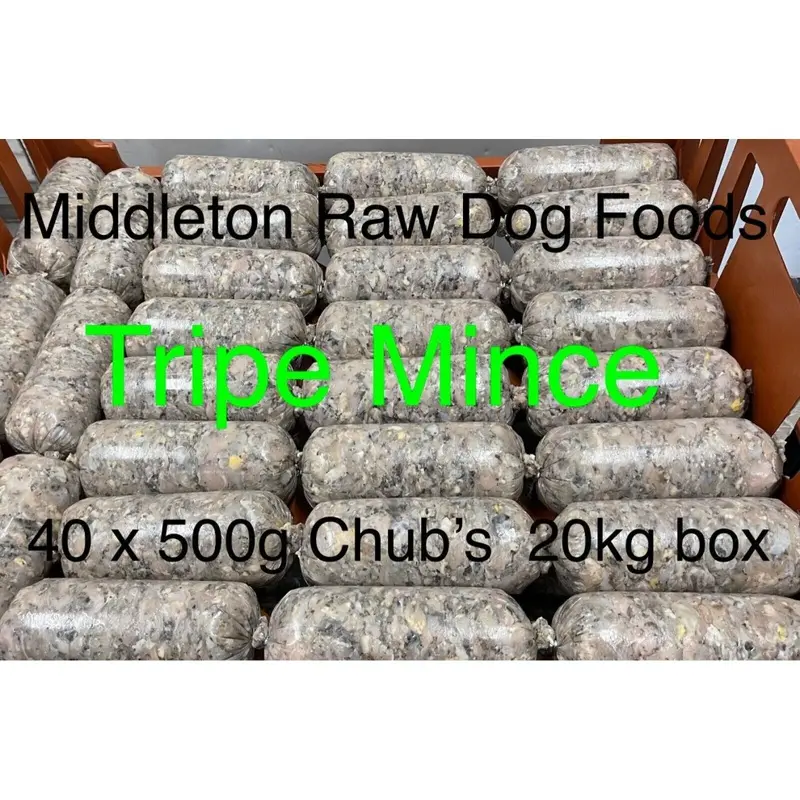 Sunukerr Green Frozen Minced Tripe 40X500g Bags/Blocks (44Lbs) For Dogs Barf / Raw 20Kg