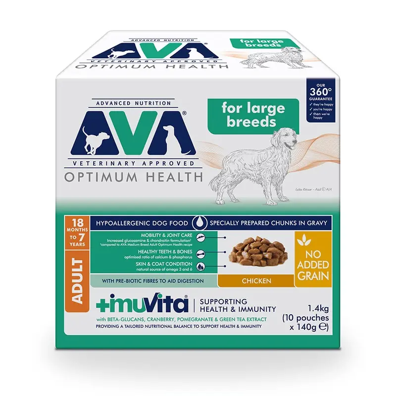 Ava Veterinary Approved Large Breed Wet Adult Dog Food Chunks In Gravy 10X140G