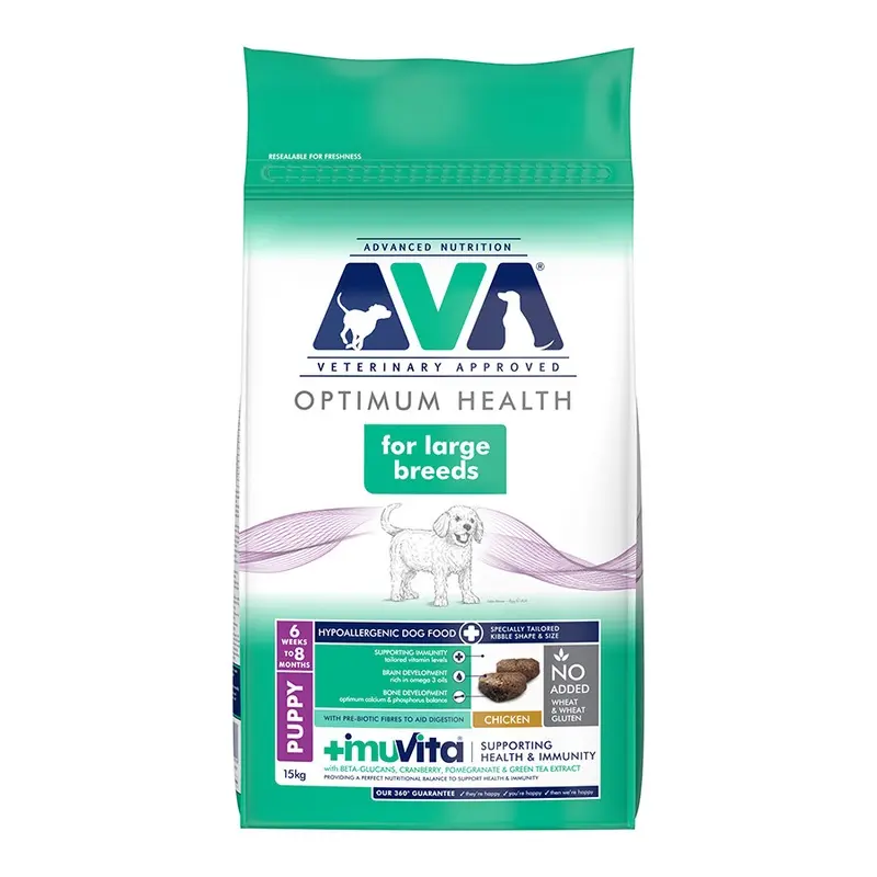 Ava Veterinary Approved Optimum Health Large Breed Dry Puppy Food Chicken 15Kg