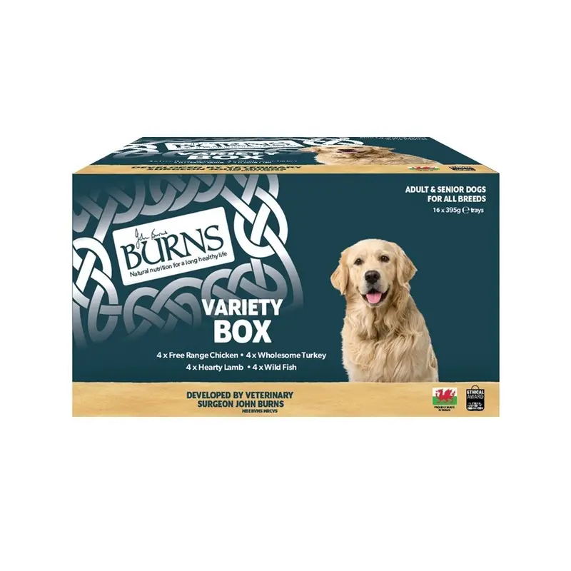 Burns Variety Box With Organic Rice Adult And Senior Dog Food - X 395G Brown Size 16