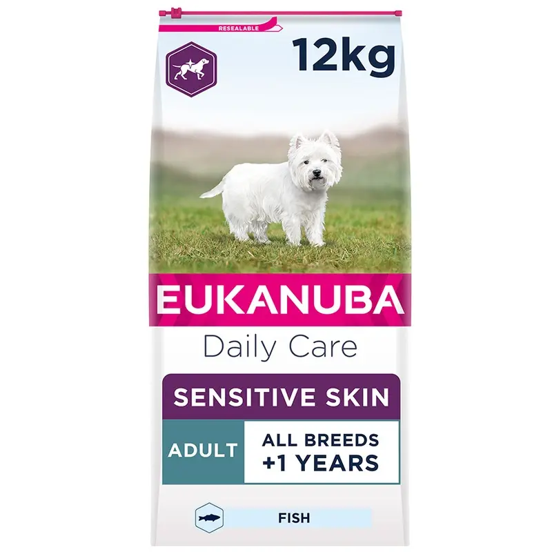 Eukanuba Daily Care Sensitive Skin Dry Adult Dog Food Fish 12Kg