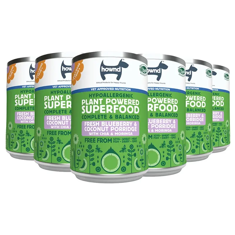 Hownd Plant Based Fresh Blueberry & Coconut Porridge Wet Adult Dog Food 6X400G Tin
