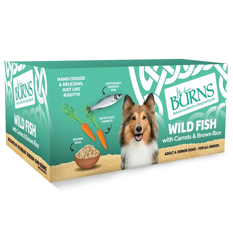 Burns Wild Fish With Carrots And Brown Rice Wet Dog Food 12 X 150G Trays
