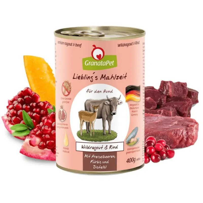 Granatapet Green Dog Lieblings Mahlzeit Venison Ragout & Beef | : 6*400G Small